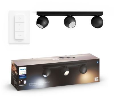 Luminaire PHILIPS HUE White Ambiance BUCKRAM x3 Noir+tlc