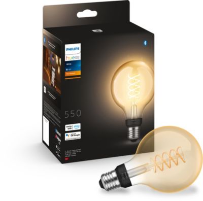 Ampoule LED connectée PHILIPS HUE White E27 9W Filament Globe