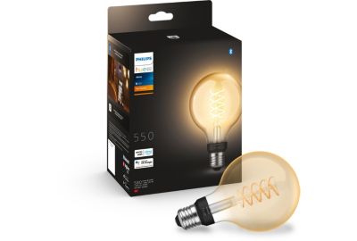 Ampoule LED connectée PHILIPS HUE White E27 9W Filament Globe
