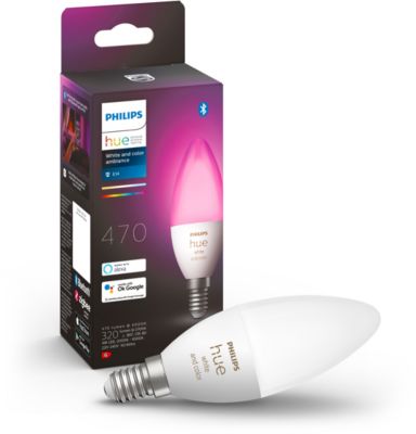 Lumière connectée PHILIPS HUE Ampoule E14 Hue White Colors Pas Cher 