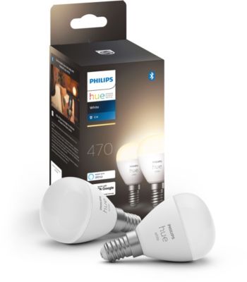 Ampoule LED connectée PHILIPS HUE White E14 Sphérique x2