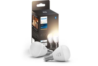Ampoule LED connectée PHILIPS HUE White E14 Sphérique x2