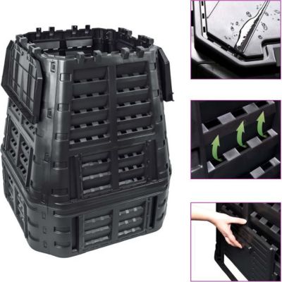 Composteur de cuisine VIDAXL Plastique  Noir