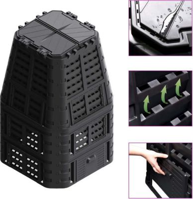 Composteur de cuisine VIDAXL Plastique  Noir Composteur de cuisine VIDAXL Plastique  Noir
