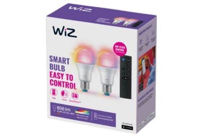 Ampoule LED connectée WIZ Wi-Fi BLE 60W A60 E27 RGB 2PK + Remote