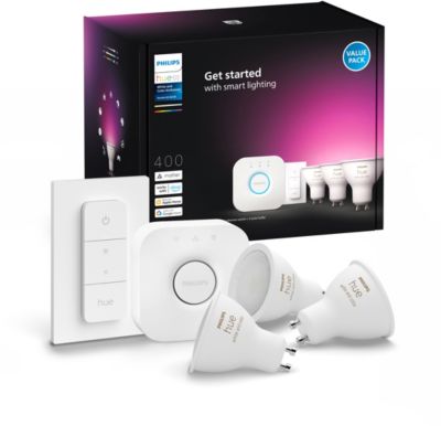 Pack PHILIPS HUE Kit de démarrage GU10x3+télecommande