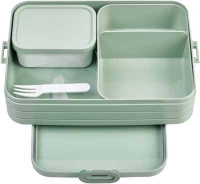 Home Planet Boîte Repas Verre  3 Compartiments avec Couverts