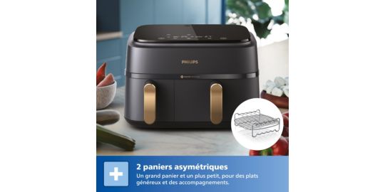 Friteuse sans huile PHILIPS Série 3000 Double bac 9,0L NA352/04