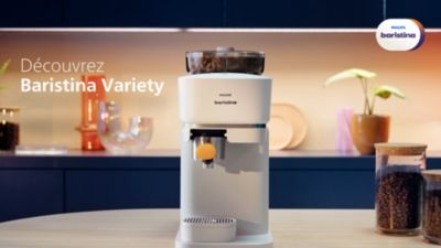 Voir la vidéo pour Machine à expresso PHILIPS Baristina BAR320/00 cafetière à grain bac double compartiment Blanche