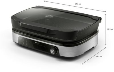 Plancha électrique PHILIPS Avec couvercle verre HD6212/90