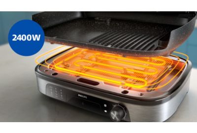 Plancha électrique PHILIPS Avec couvercle verre HD6212/90