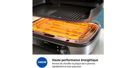 Plancha électrique PHILIPS Avec couvercle verre HD6212/90