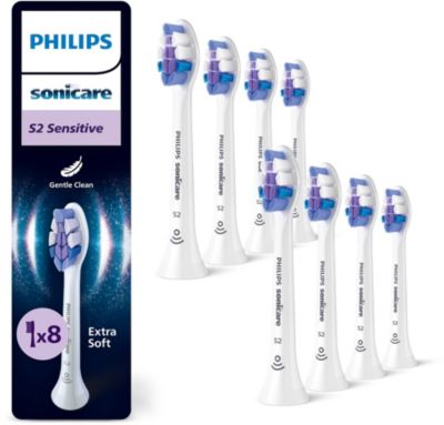 Brossette dentaire PHILIPS Sonicare lot de 8 - HX6052/87 white Sensitive S2