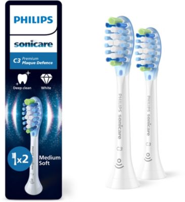 Brossette dentaire PHILIPS Sonicare lot de 2 - HX9042/87 white Premium Plaque Defence C3