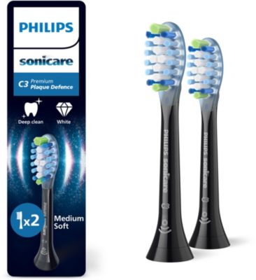 Brossette dentaire PHILIPS Sonicare lot de 2 -  HX9042/88 black Premium Plaque Defence C3