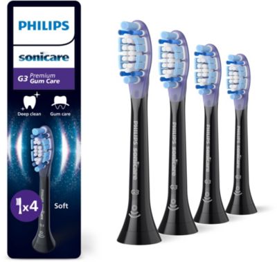 Brossette dentaire PHILIPS Sonicare lot de 4 -  HX9054/88 black Gum Care- soin des gencives G3