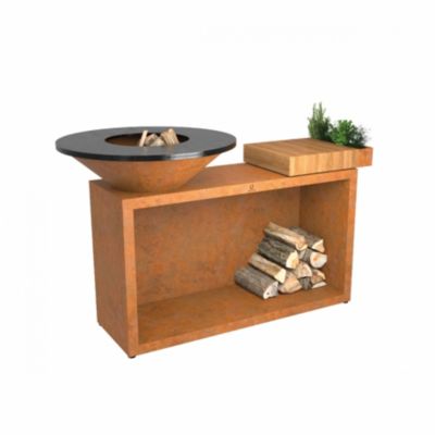 Brasero OFYR Island Corten 85 Teak Wood OI3C85W