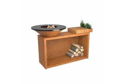 Brasero OFYR Island Corten 85 Teak Wood OI3C85W