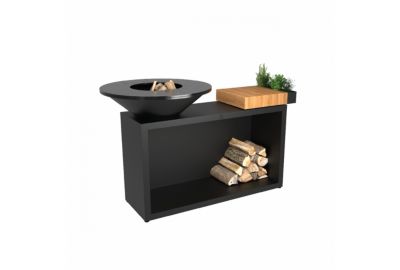 Brasero OFYR Island Black 85 Teak Wood OI3B85W