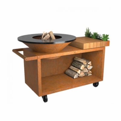 Brasero OFYR Island Corten 100 PRO Teak Wood OI4C100W