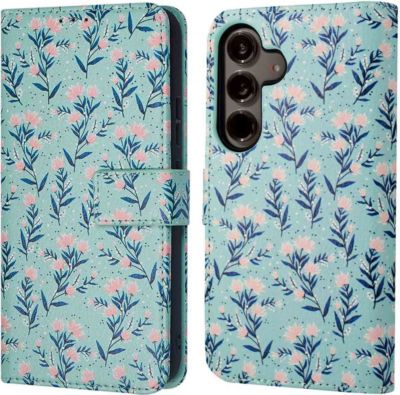 Coque étui IMOSHION pour Samsung Galaxy S24 - Blue Flowers