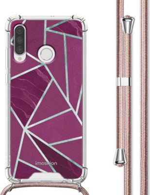 Coque avec cordon IMOSHION pour Huawei P30 Lite - Bordeaux Graphic
