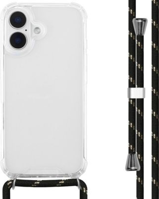 Coque avec cordon IMOSHION pour Apple iPhone 16 - Zwart / Goud Coque avec cordon IMOSHION pour Apple iPhone 16 - Zwart / Goud