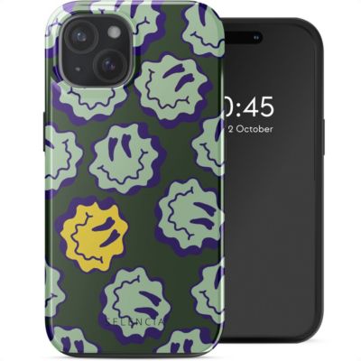 Coque SELENCIA pour Apple iPhone 15 - Wavy Smiley Green