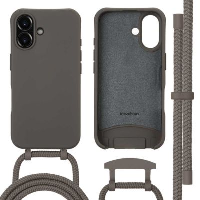 Coque avec cordon IMOSHION pour Apple iPhone 16 - Black Coffee