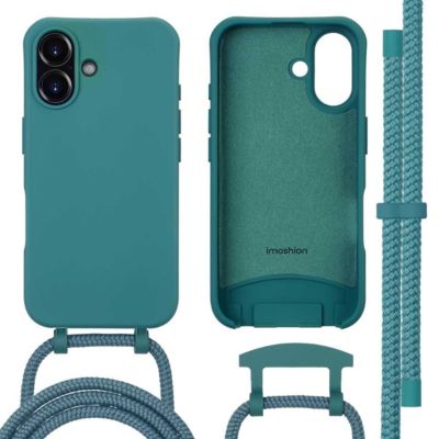 Coque avec cordon IMOSHION pour Apple iPhone 16 - Vert foncé