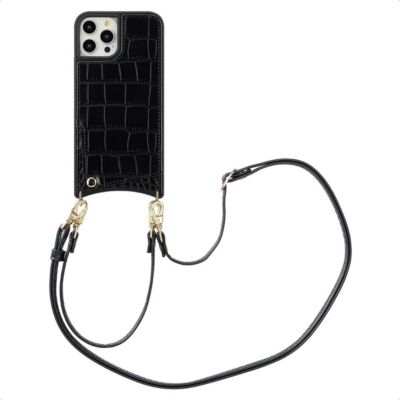 Coque avec cordon SELENCIA pour Apple iPhone 12 (Pro) - Noir