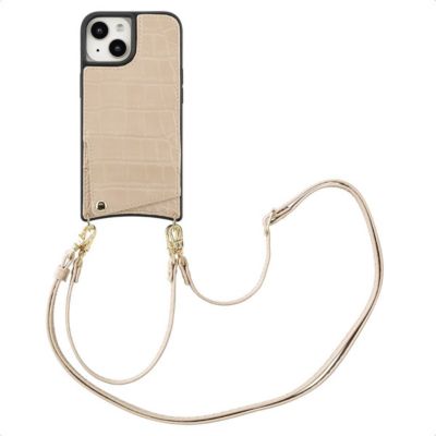 Coque avec cordon SELENCIA pour Apple iPhone 15 - Beige