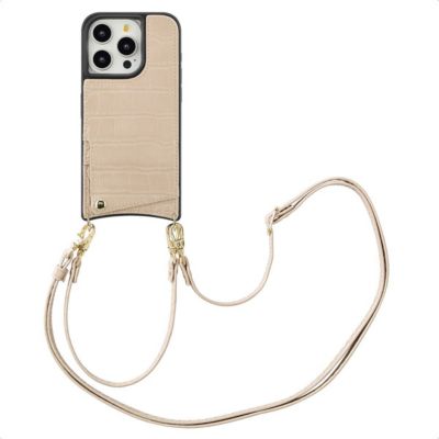 Coque avec cordon SELENCIA pour Apple iPhone 15 Pro - Beige
