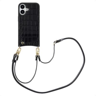 Coque avec cordon SELENCIA pour Apple iPhone 16 - Noir