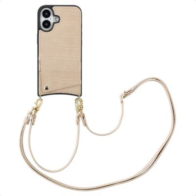 Coque avec cordon SELENCIA pour Apple iPhone 16 - Beige