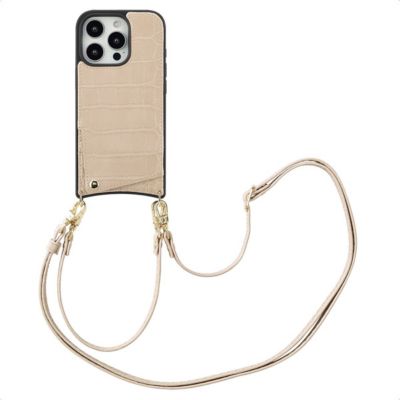 Coque avec cordon SELENCIA pour Apple iPhone 16 Pro - Beige