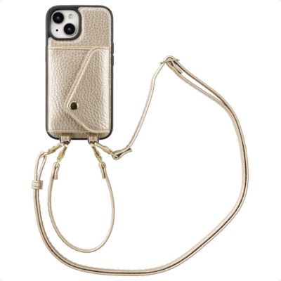 Coque avec cordon SELENCIA pour Apple iPhone 15 - Champagne