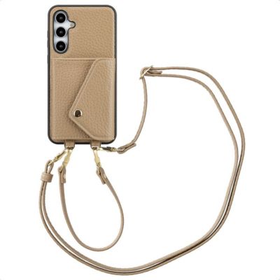 Coque avec cordon SELENCIA pour Samsung Galaxy A35 - Taupe