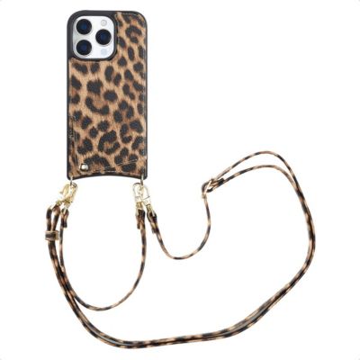 Coque IPhone 16 Pro Avec Cordon Réglable - Motif Léopard, Protection Anti-choc - Collier Porte-téléphone Pratique
