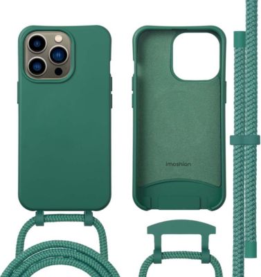 Coque avec cordon IMOSHION pour Apple iPhone 13 Pro - Vert foncé