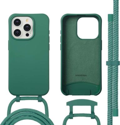 Coque avec cordon IMOSHION pour Apple iPhone 15 Pro - Vert foncé