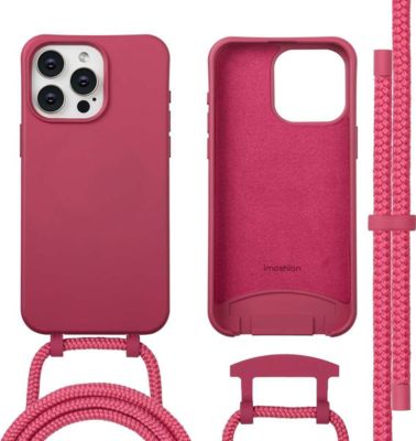 Coque avec cordon IMOSHION pour Apple iPhone 15 Pro Max - Raspberry