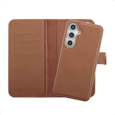 Coque étui SELENCIA pour Samsung Galaxy S24 FE - Marron