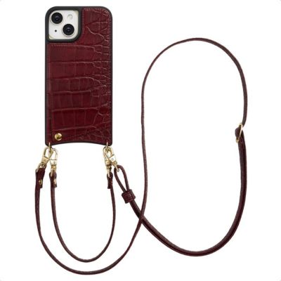 Coque avec cordon SELENCIA pour Apple iPhone 15 - Burgundy