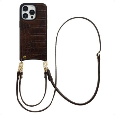 Coque avec cordon SELENCIA pour Apple iPhone 16 Pro - Choco Brown