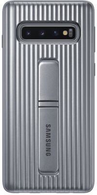 Coque SAMSUNG S10 Antichoc Fonction Stand argent