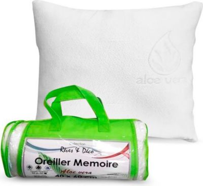 Coussin ergonomique HARPER Oreiller Mémoire De Forme Aloe Vera 40x6