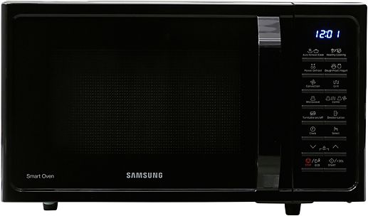 Le micro-ondes Samsung MC28H5125AK est entièrement noir.…