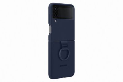 Coque SAMSUNG Z Flip 4 Silicone anneau bleu marine