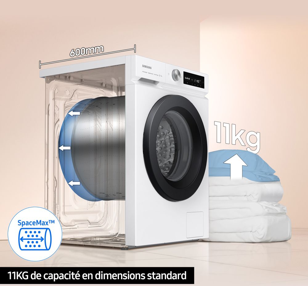 Lave-linge 11 kg Samsung BESPOKE AI™ WW11BB504DAW SpaceMax™